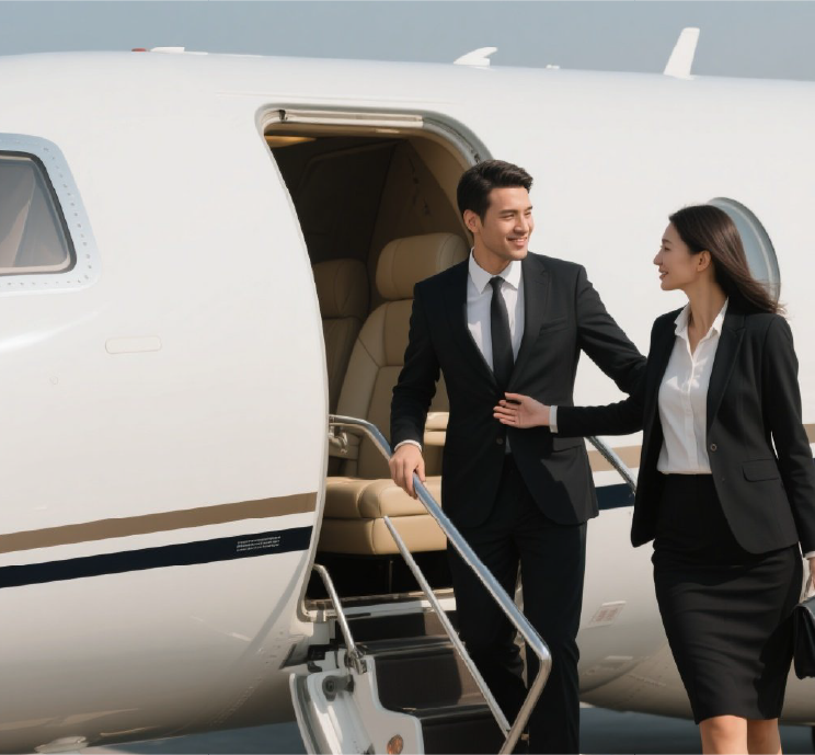 Pasajeros con jet privado