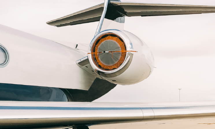 Detalle de motor de jet privado